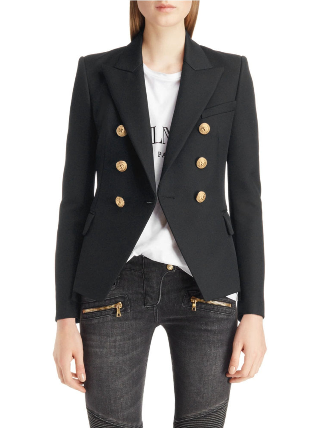 She Wears Glory “Established in Grace” Lapel Collar Buttoned Blazer - She Wears Glory Beverly Hills