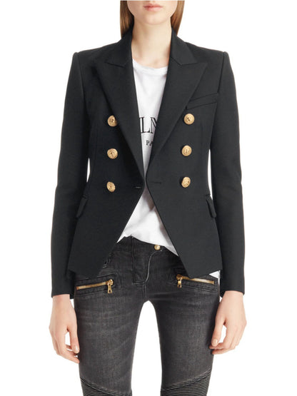She Wears Glory “Established in Grace” Lapel Collar Buttoned Blazer - She Wears Glory Beverly Hills