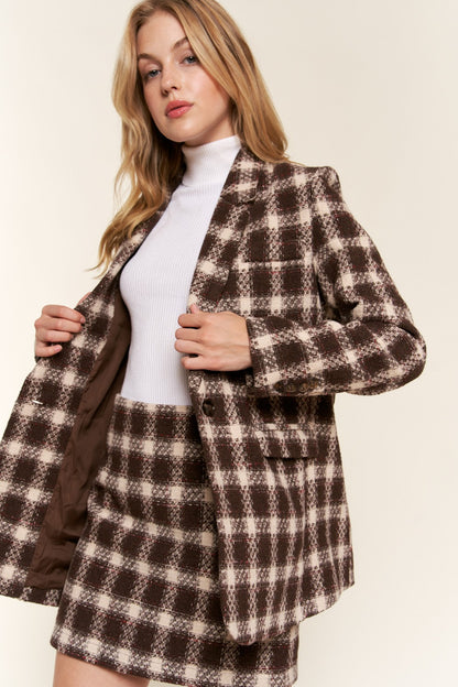 She Wears Glory “Rooted in Royalty” Plaid One-Button Blazer - She Wears Glory Beverly Hills