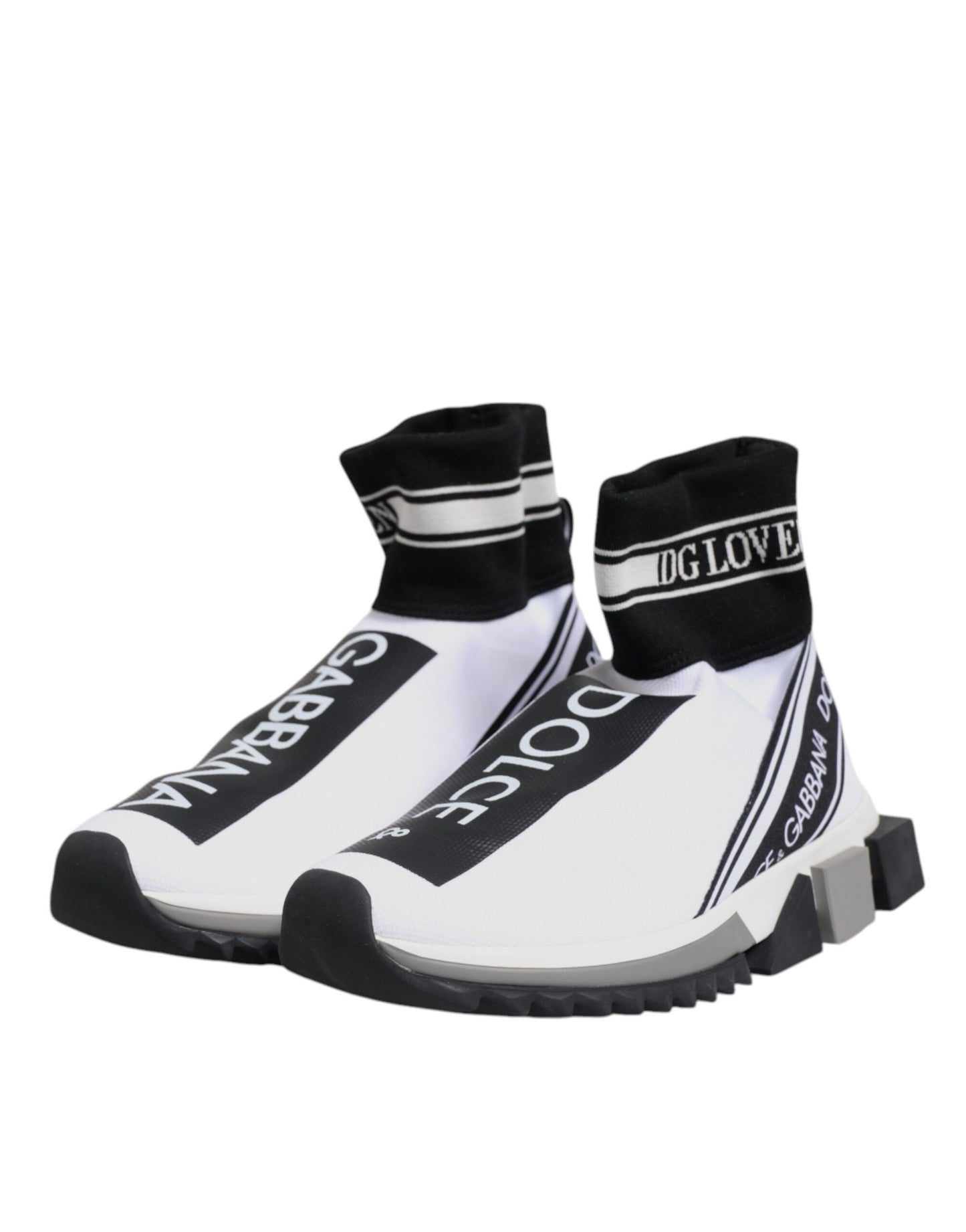 Dolce & Gabbana White Black Sorrento Socks Sneakers Shoes