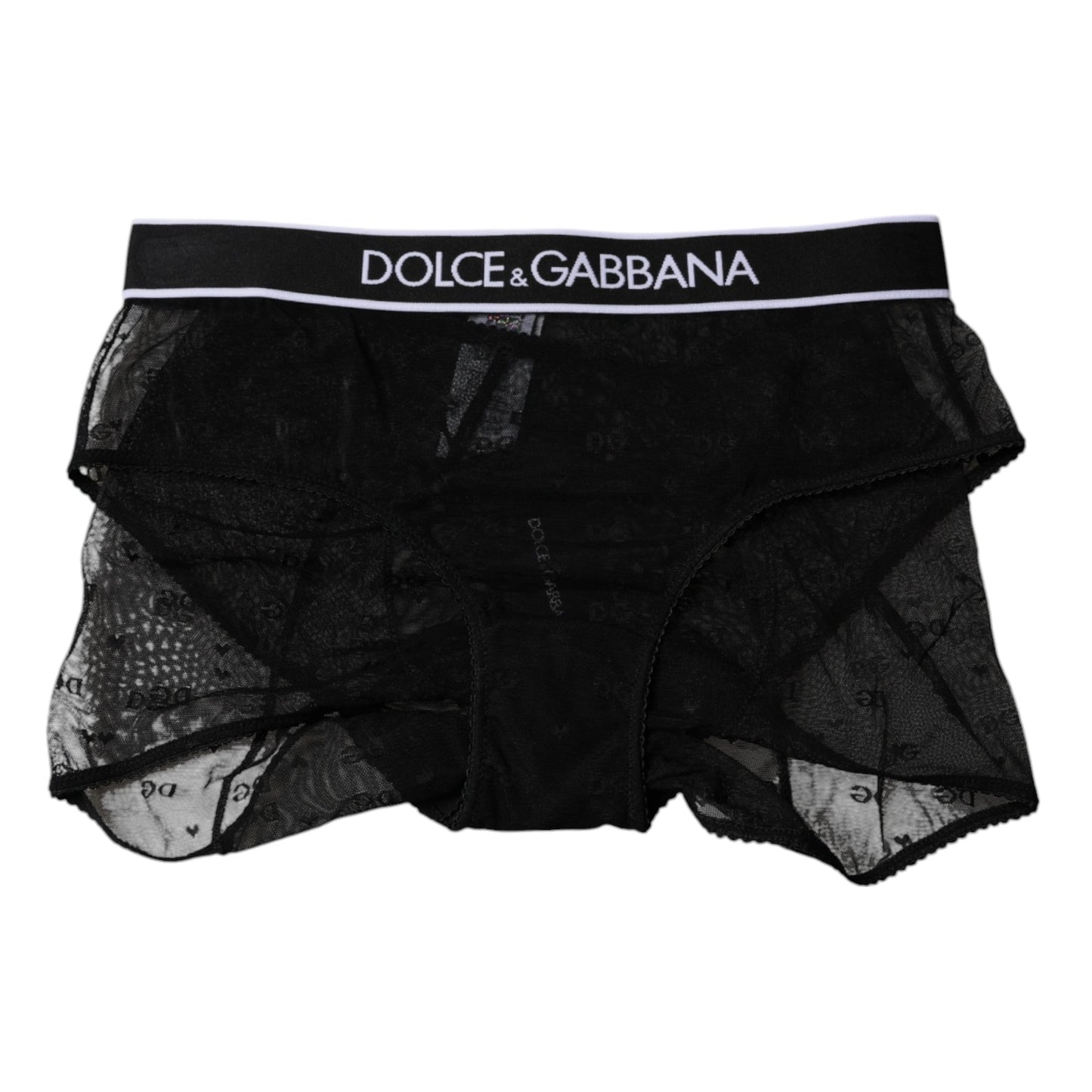 Dolce & Gabbana Black Tulle Nylon Mid Waist Panty Underwear