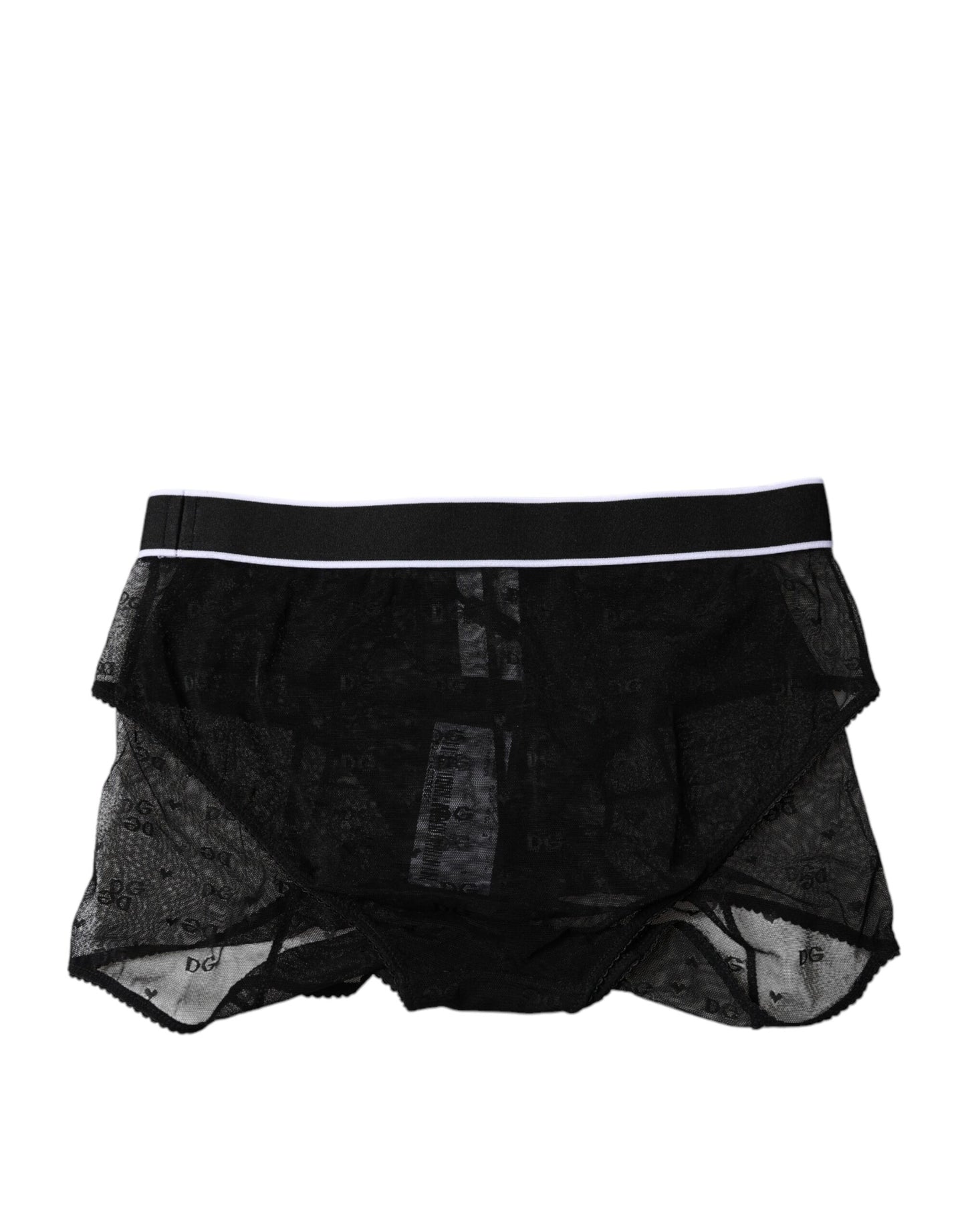 Dolce & Gabbana Black Tulle Nylon Mid Waist Panty Underwear