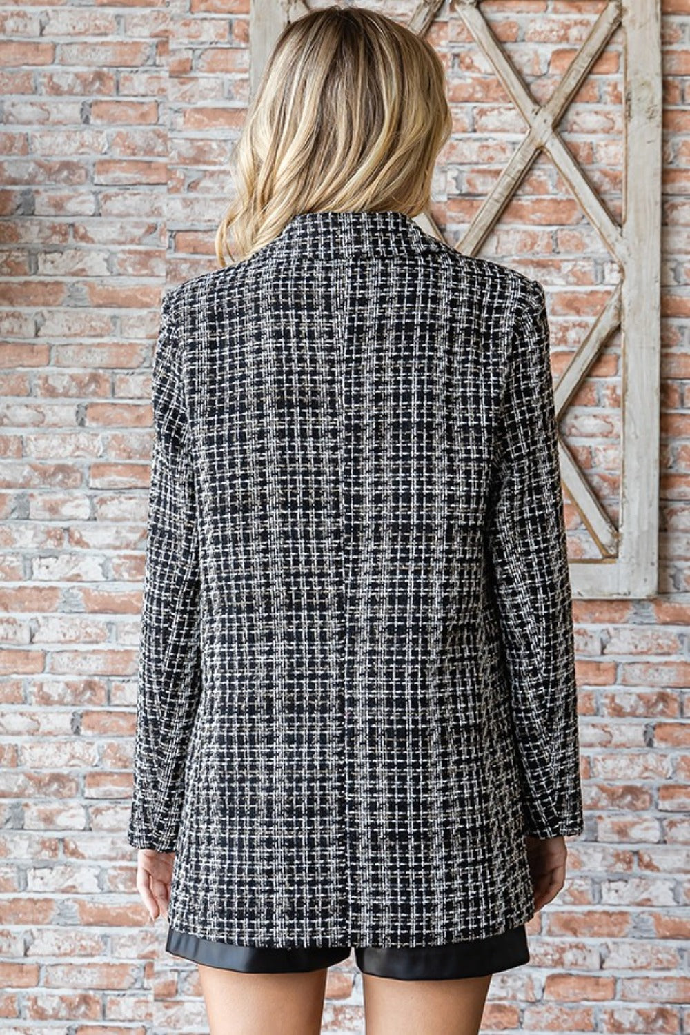 She Wears Glory “Crowned Light” Lurex Tweed One-Button Blazer - She Wears Glory Beverly Hills