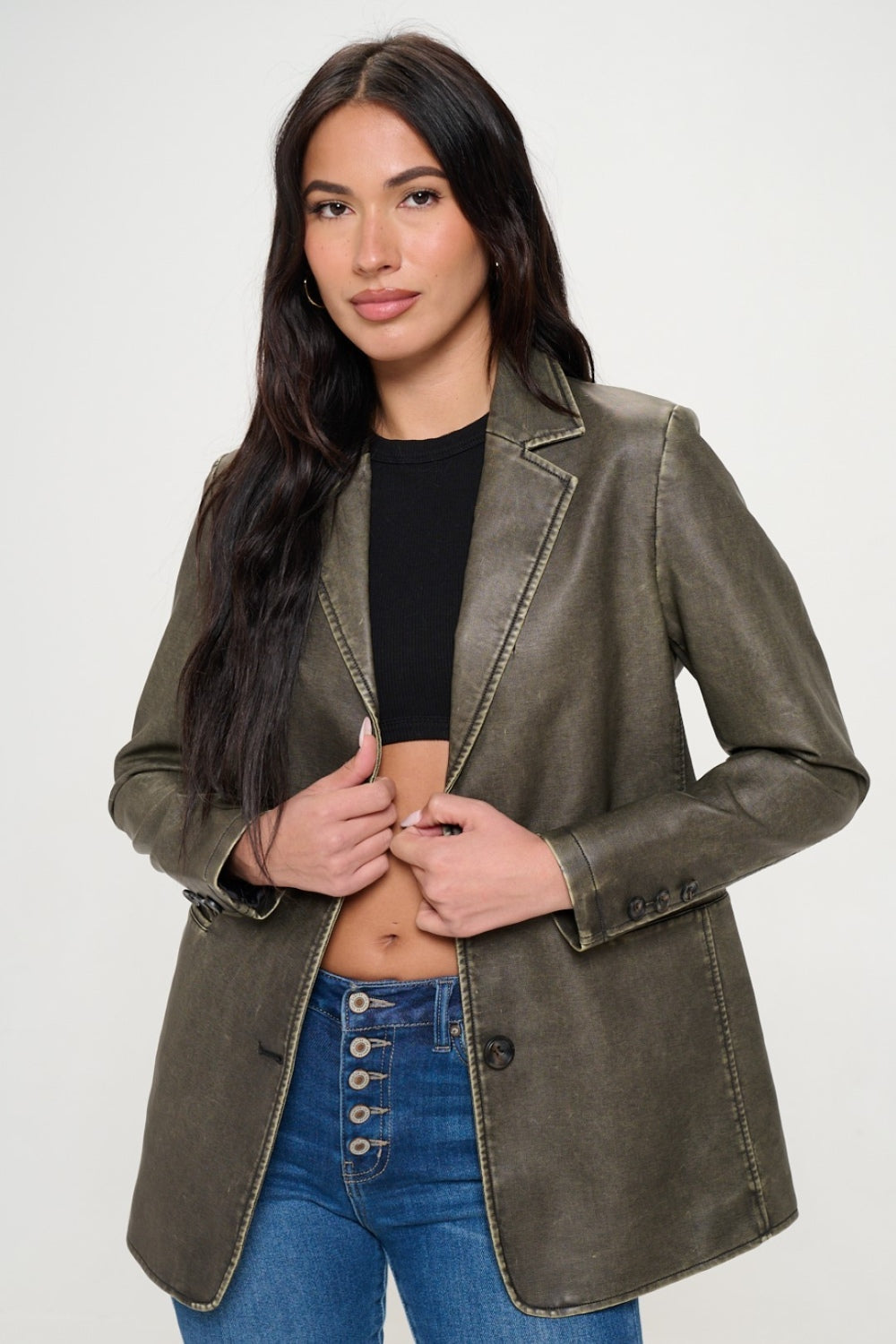 She Wears Glory “Anointed & Untamed” Vegan Leather Blazer - She Wears Glory Beverly Hills