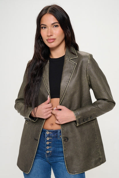 She Wears Glory “Anointed & Untamed” Vegan Leather Blazer - She Wears Glory Beverly Hills