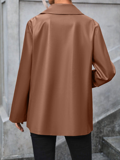 She Wears Glory “Covered in Calling” Collared Pocketed Button-Up Blazer - She Wears Glory Beverly Hills