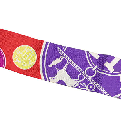 Hermès Ex Libris Twisty Silk Twilly Scarf