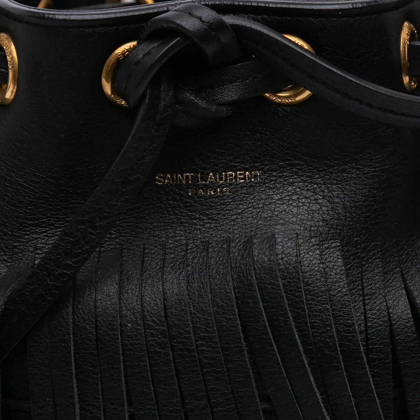 Saint Laurent Small Calfskin Emmanuelle Fringe Bucket Bag