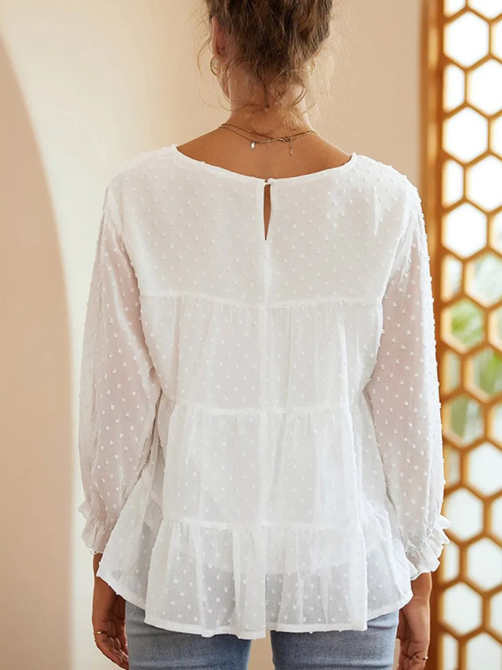 She Wears Glory™ — Crowned in Grace Swiss Dot Blouse - She Wears Glory Beverly Hills