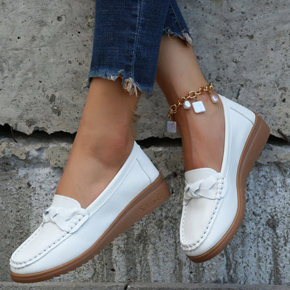 She Wears Glory™ — Divine Weave Wedge Heeled Loafers - She Wears Glory Beverly Hills