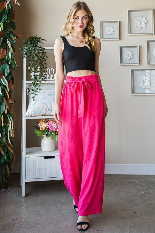 She Wears Glory™ “Walk of Purpose” Front Tie Paperbag Waist Pants - She Wears Glory Beverly Hills