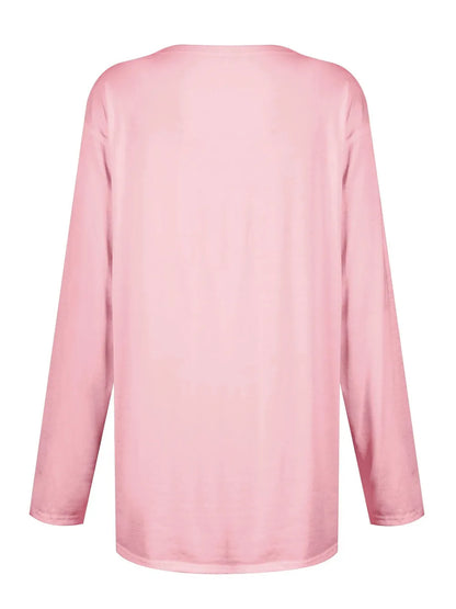 She Wears Glory™ Full Size Pocketed Round Neck Long Sleeve T-Shirt - She Wears Glory Beverly Hills