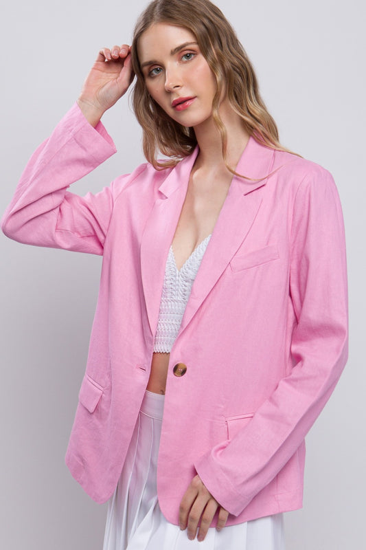 She Wears Glory “Cloaked in Peace” Linen One-Button Blazer - She Wears Glory Beverly Hills