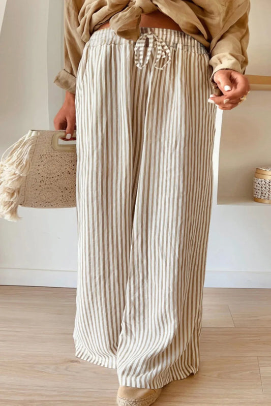 She Wears Glory™ “Peace in Motion” Plus Size Striped Wide-Leg Pants - She Wears Glory Beverly Hills