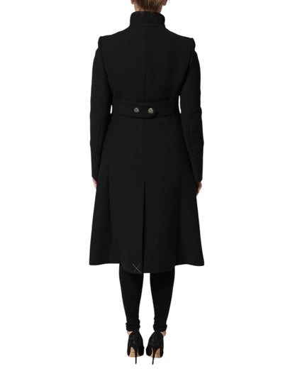 Dolce & Gabbana Black Wool Single Breasted Trench Coat Jacket
