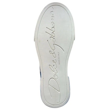 Dolce & Gabbana White Blue Logo Portofino Sneakers Shoes