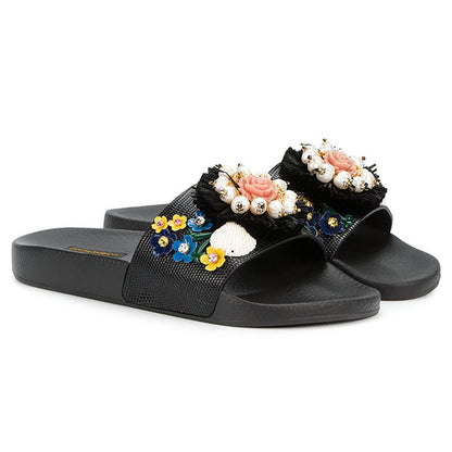 Dolce & Gabbana Black Calfskin Women Sandal