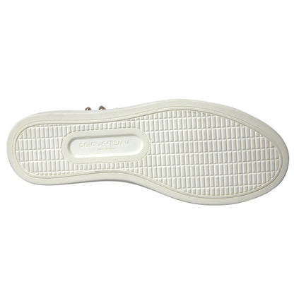 Dolce & Gabbana White Leather Gold Red Heart Sneakers Shoes