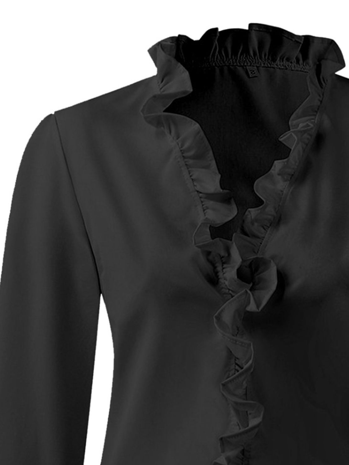 Full Size Ruffled V-Neck Long Sleeve Blouse - She Wears Glory Beverly Hills