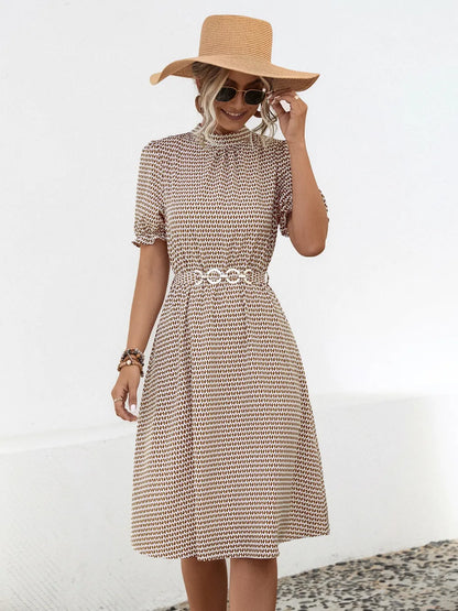 She Wears Glory “Hadassah” Mock Neck Flounce Sleeve Dress - She Wears Glory Beverly Hills