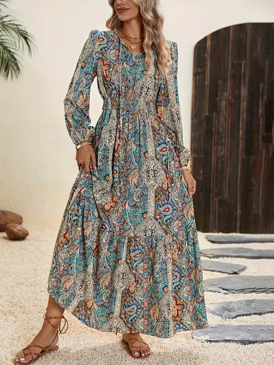 She Wears Glory “Hadassah” Tie-Neck Maxi Dress — A Garment of Hidden Royalty - She Wears Glory Beverly Hills