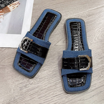 She Wears Glory™ — Deborah’s Destiny Buckle Trim Open Toe Sandals - She Wears Glory Beverly Hills