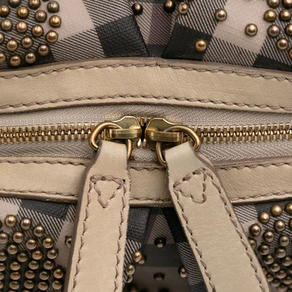Burberry Smoke Check Coated Canvas Studded Heart Boston Bag