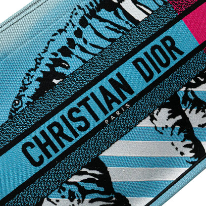 Dior Medium Embroidered Canvas Zebra D Jungle Pop Book Tote