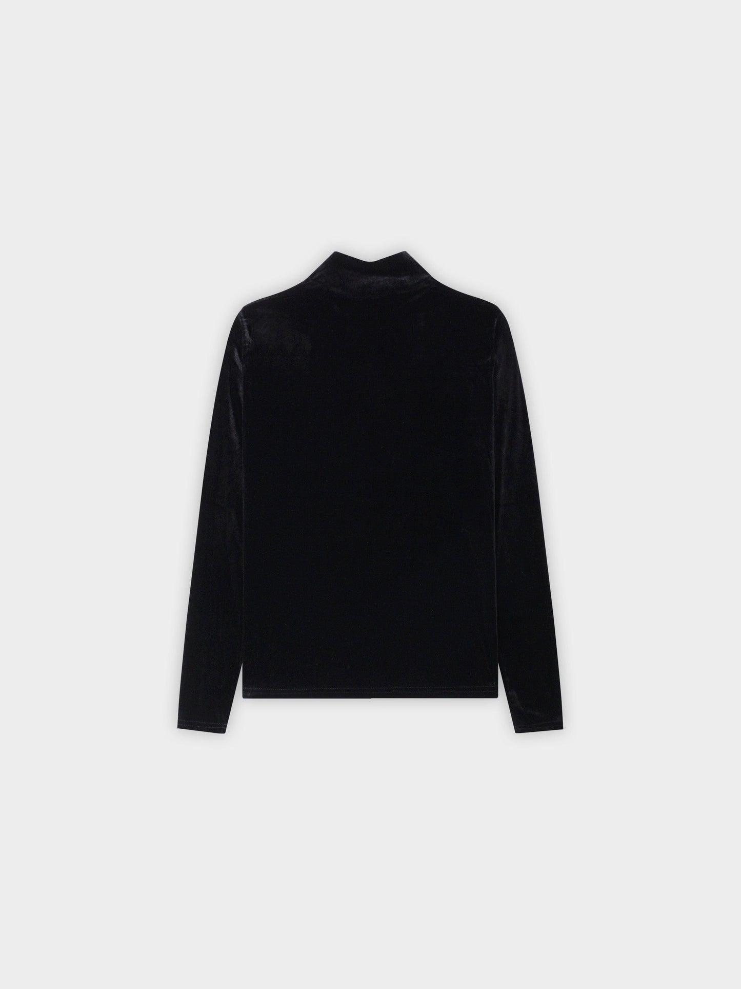 Velour Mock Neck Turtleneck-Black-2