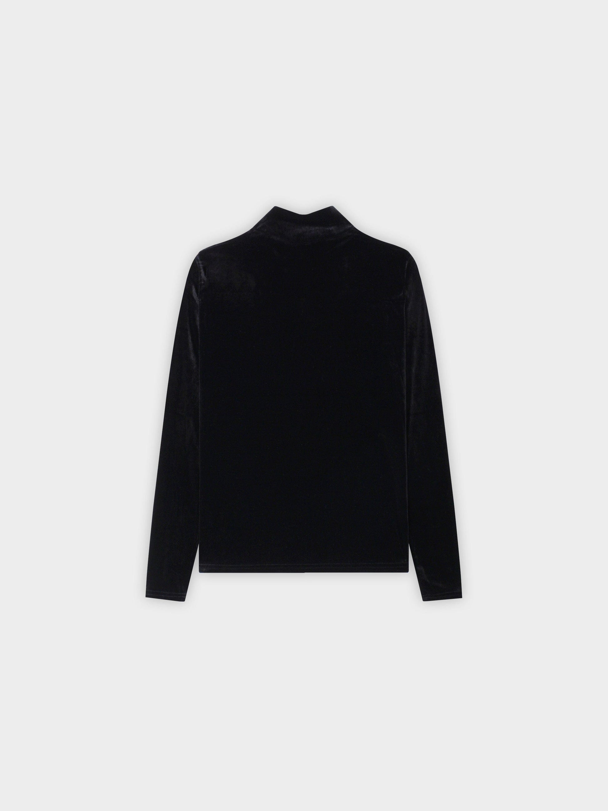 Velour Mock Neck Turtleneck-Black-2