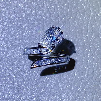 She Wears Glory™ Divine Radiance Moissanite Bypass Ring - She Wears Glory Beverly Hills