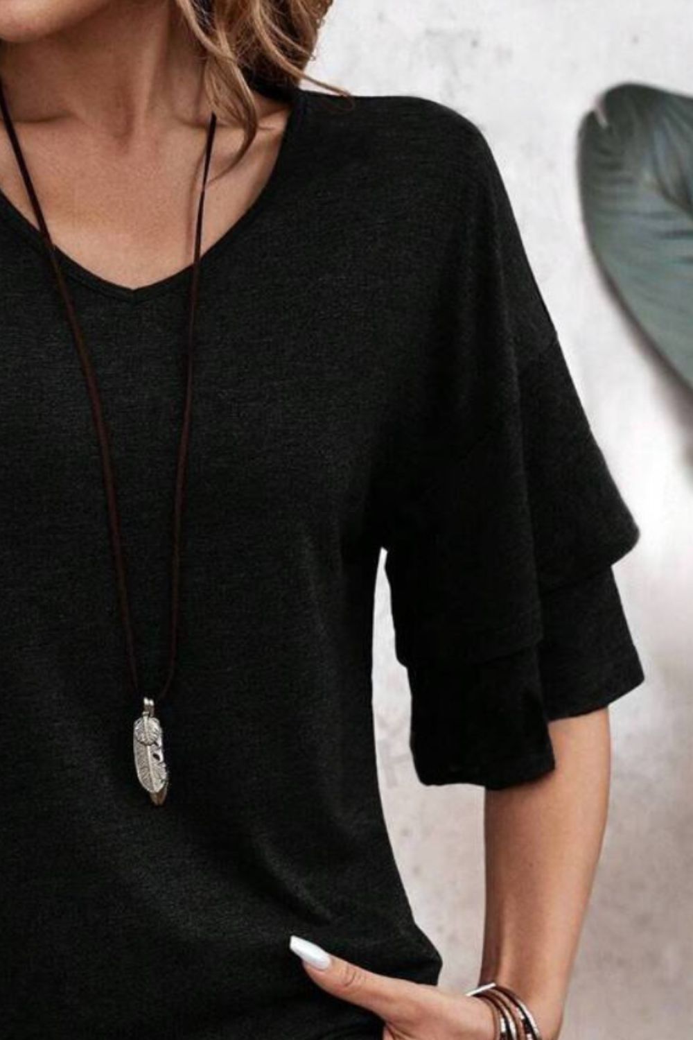 She Wears Glory™ — Chosen in Stillness V-Neck Blouse - She Wears Glory Beverly Hills