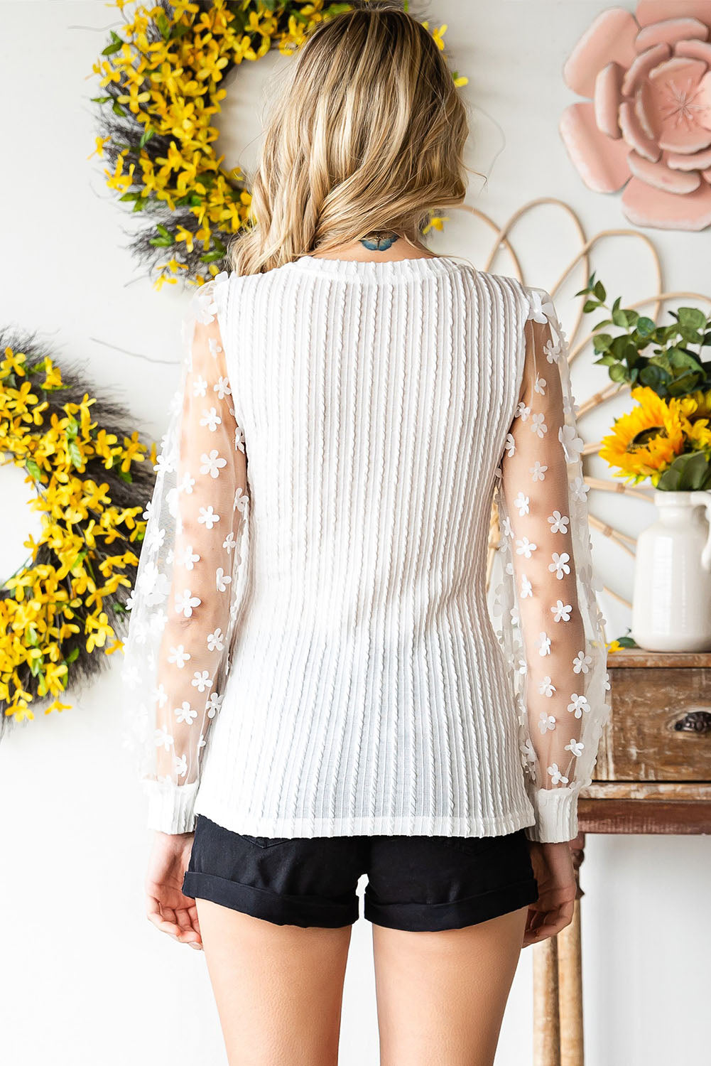 She Wears Glory™ — Woven in Worth Appliqué Blouse - She Wears Glory Beverly Hills