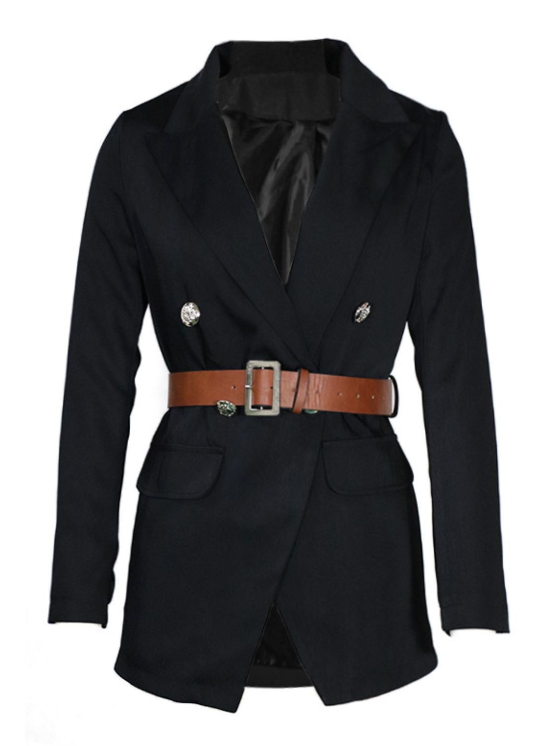 She Wears Glory “Anchored in Honor” Buttoned Lapel Collar Blazer - She Wears Glory Beverly Hills
