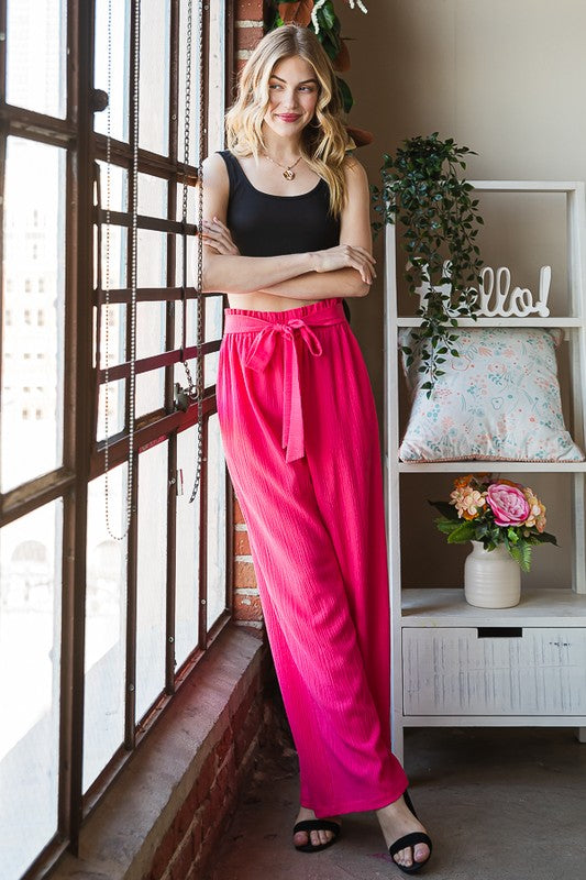 She Wears Glory™ “Walk of Purpose” Front Tie Paperbag Waist Pants - She Wears Glory Beverly Hills