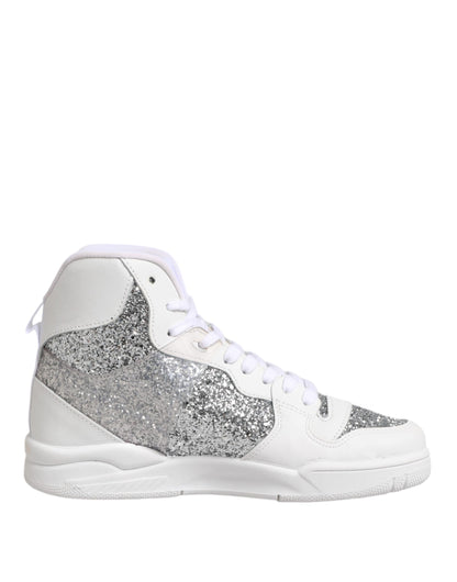 Chiara Ferragni White Silver High Top Women Sneakers Shoes