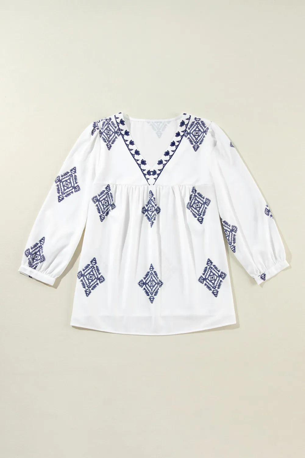 She Wears Glory™ — Radiant Grace Printed V-Neck Blouse - She Wears Glory Beverly Hills
