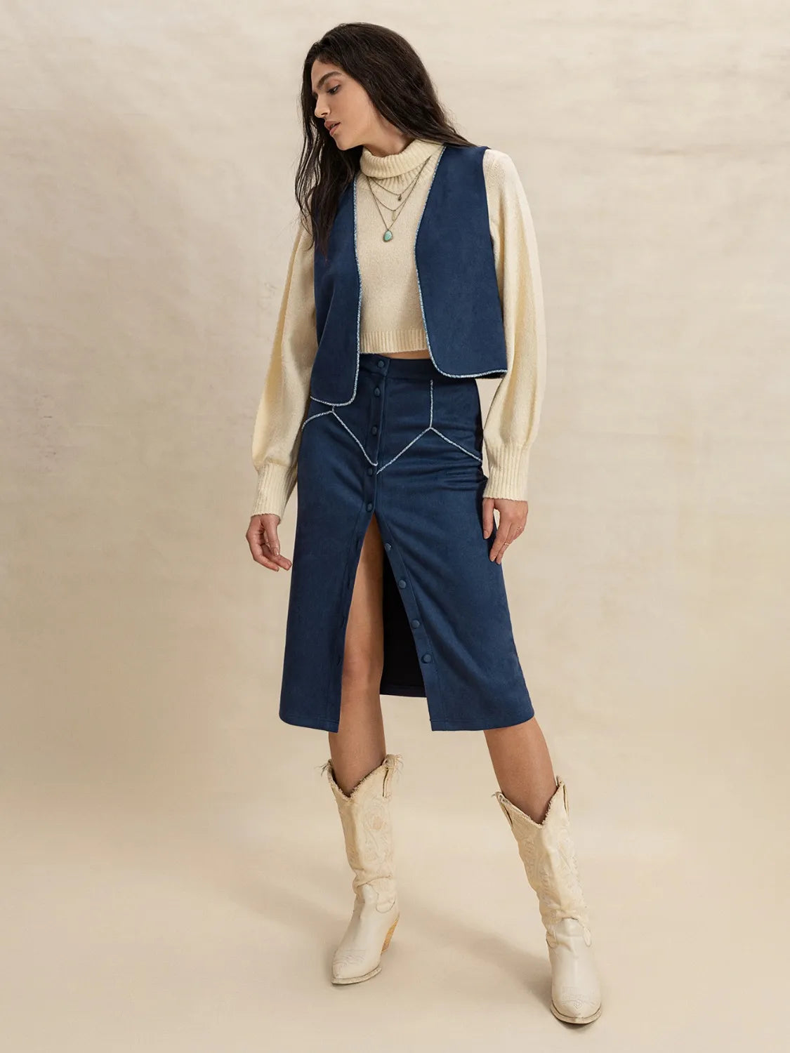 She Wears Glory™ Virtuous Authority Vest & Skirt Set - She Wears Glory Beverly Hills