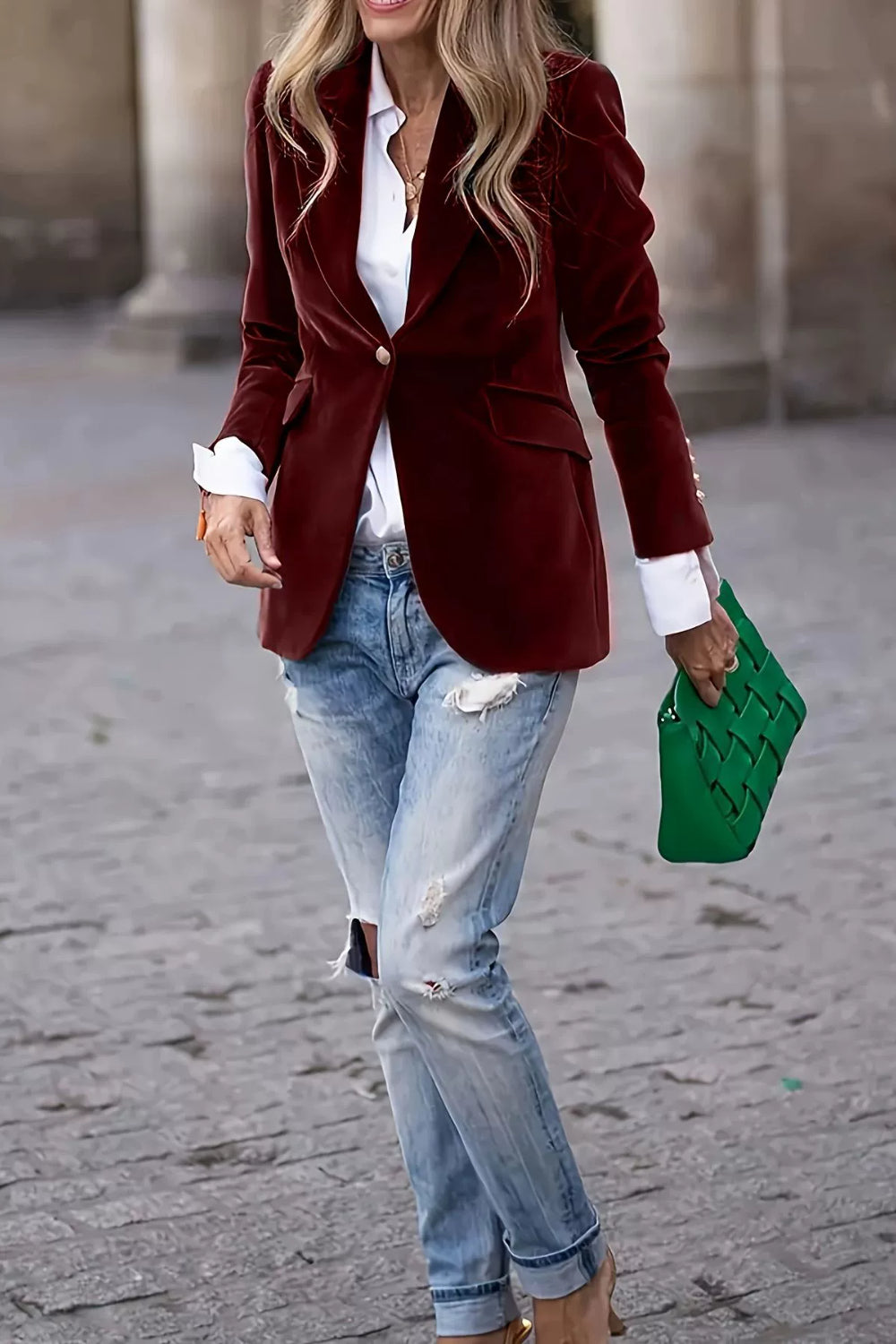 She Wears Glory “Steadfast & Set Apart” Lapel Collar One-Button Blazer - She Wears Glory Beverly Hills