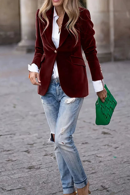 She Wears Glory “Steadfast & Set Apart” Lapel Collar One-Button Blazer - She Wears Glory Beverly Hills