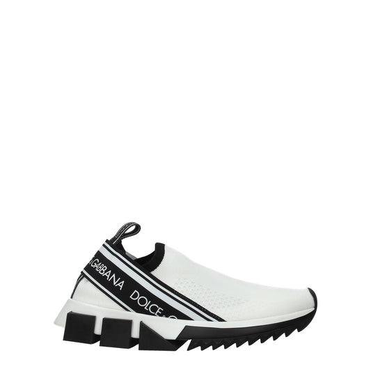 Dolce & Gabbana White Fabric Chunky Sneakers