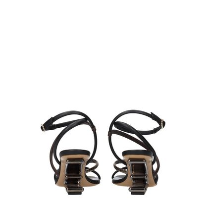 Fendi Multicolor Leather Sandals