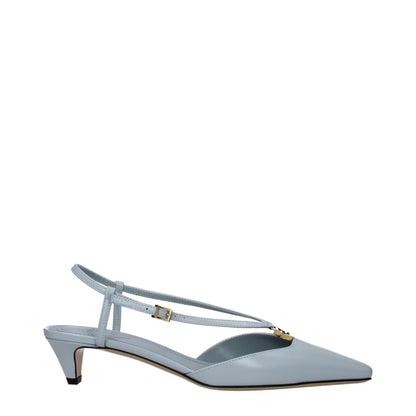 Fendi Light Blue Leather Sandals