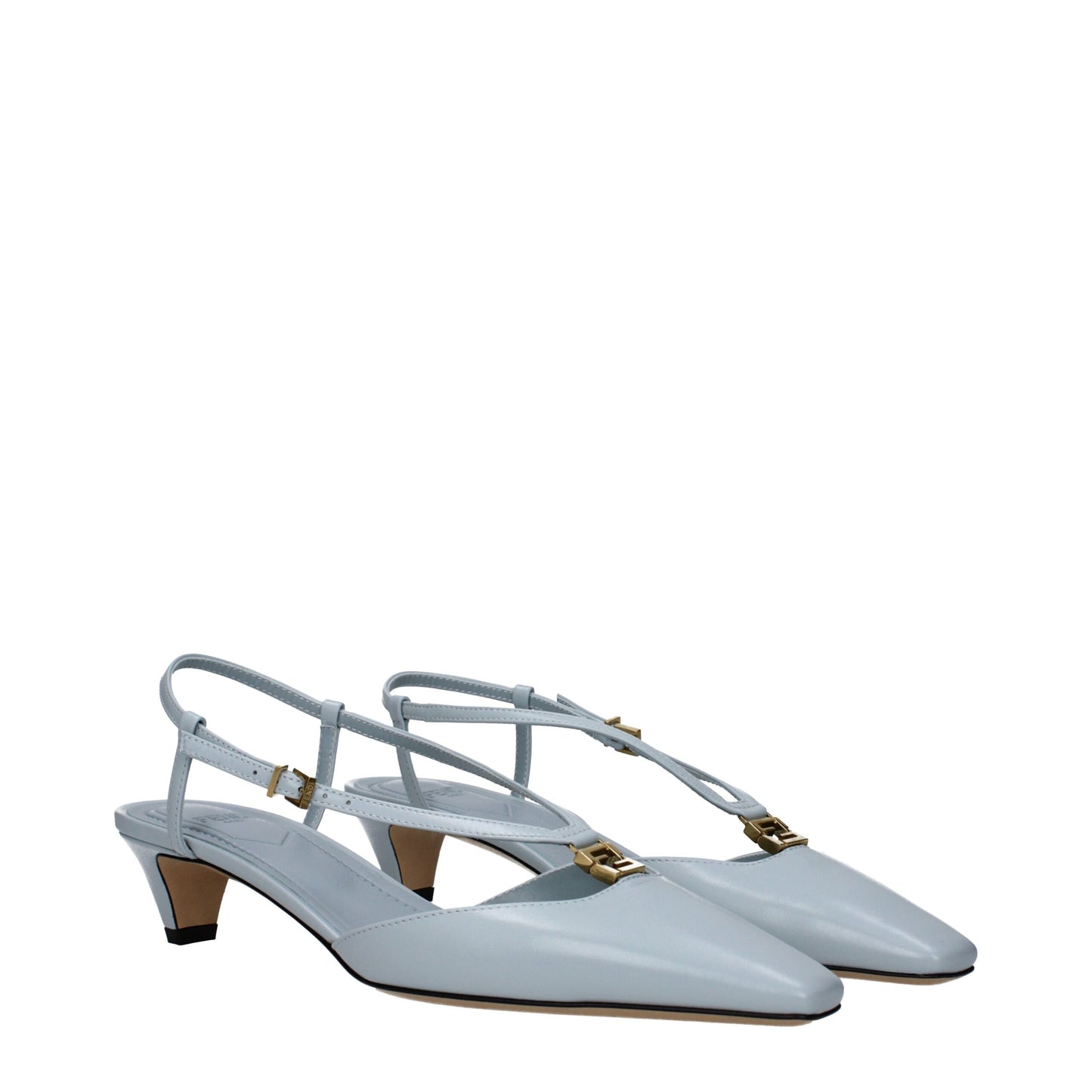 Fendi Light Blue Leather Sandals