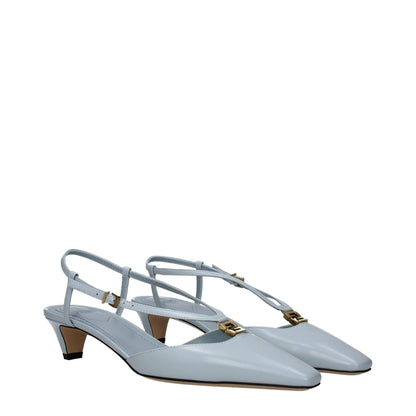 Fendi Light Blue Leather Sandals