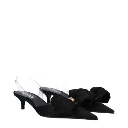Versace Black Satin Sandals