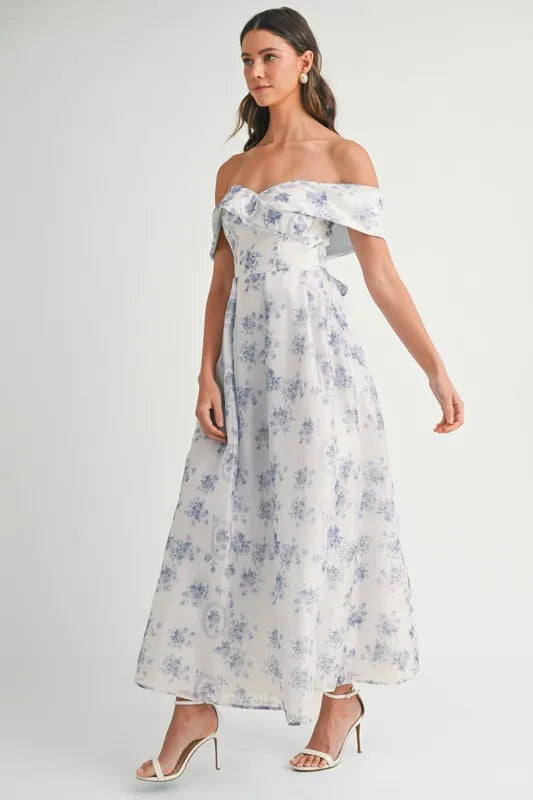 She Wears Glory Floral Printed Off Shoulder Maxi Dress - She Wears Glory Beverly Hills