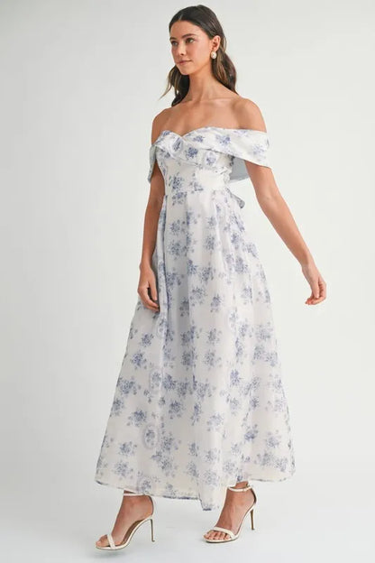 She Wears Glory Floral Printed Off Shoulder Maxi Dress - She Wears Glory Beverly Hills