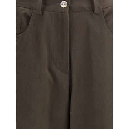 Ella Brown Cotton Casual Pants