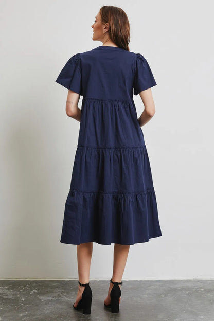 She Wears Glory™ Cotton Poplin Ruffled Tiered Midi Dress - She Wears Glory Beverly Hills